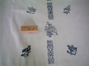 Stamping Toile print on Roman shade